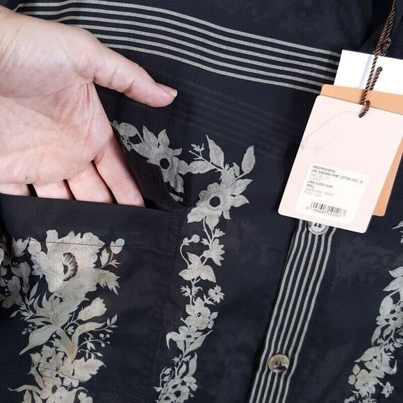 NANUSHKA Mens Shirt Medium Black Button Up Lightweight Pocket JARI BANDANA $495 - Picture 5 of 11